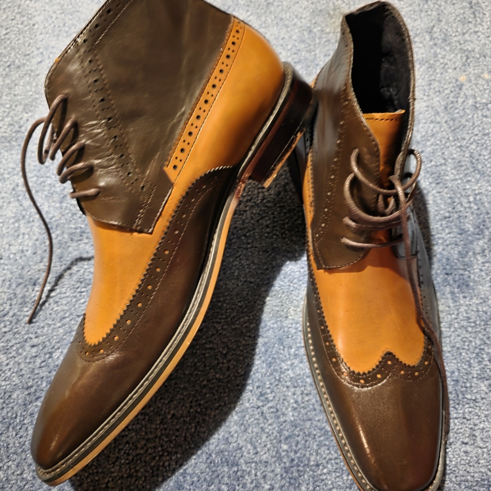 Elegant Brown and Tan Leather Men's Boots
